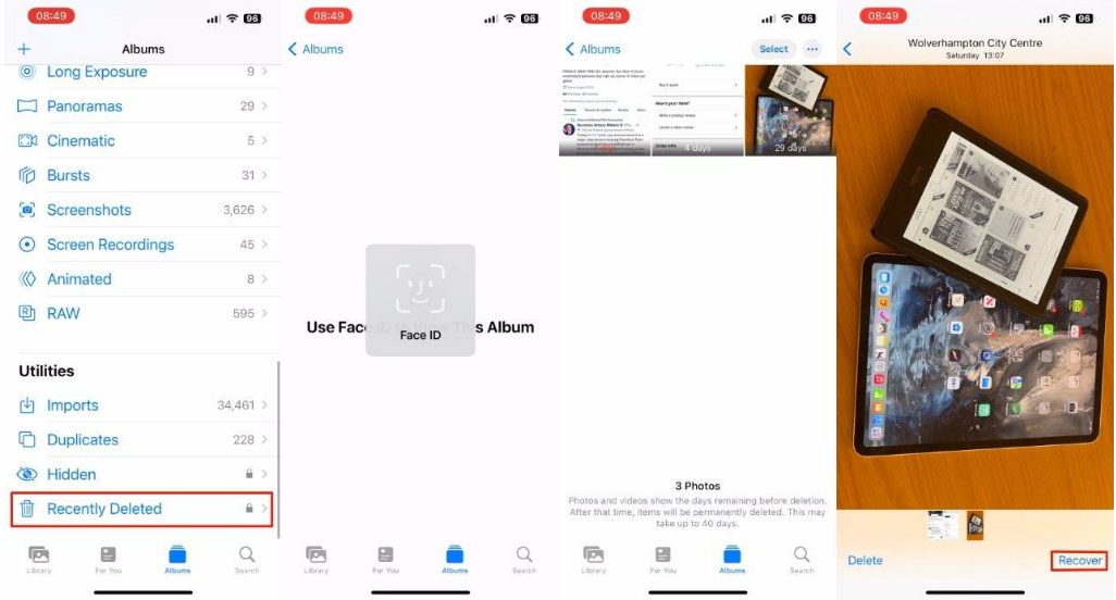 濂溪苹果14维修分享 iPhone14 上恢复已删除的照片 