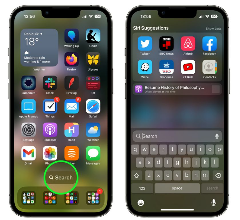 濂溪苹果手机维修分享升级到 iOS 16 后，如何删除主屏幕上的搜索按钮 
