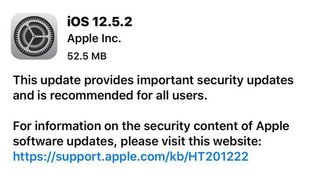 濂溪苹果手机维修分享iOS12.5.2发布，建议所有老苹果用户安装 